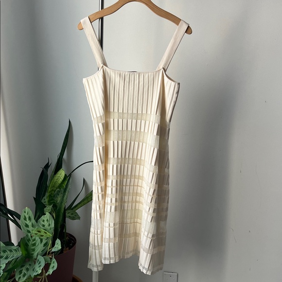 Rare‼️ PH5 SKYES UV REACTIVE Pleated Knit Cream Striped Dress L - Picture 2 of 11